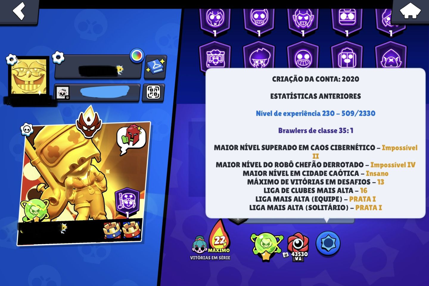 CONTA BRAWL STARS FULL LV11 HIPERCARGAS E BUFFIES / 105K TROFÉUS / 2 FRANK REI