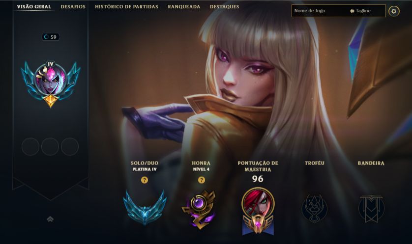 CONTA PLATINA 4 / 21 SKINS / KAISA KDA PRESTÍGIO / IRELIA CRIADORA +4 LENDÁRIAS