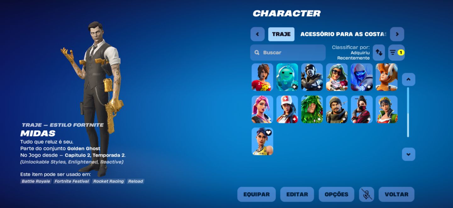 Conta capitulo 2 ,37 skins 350 vbucks , conta muito boa