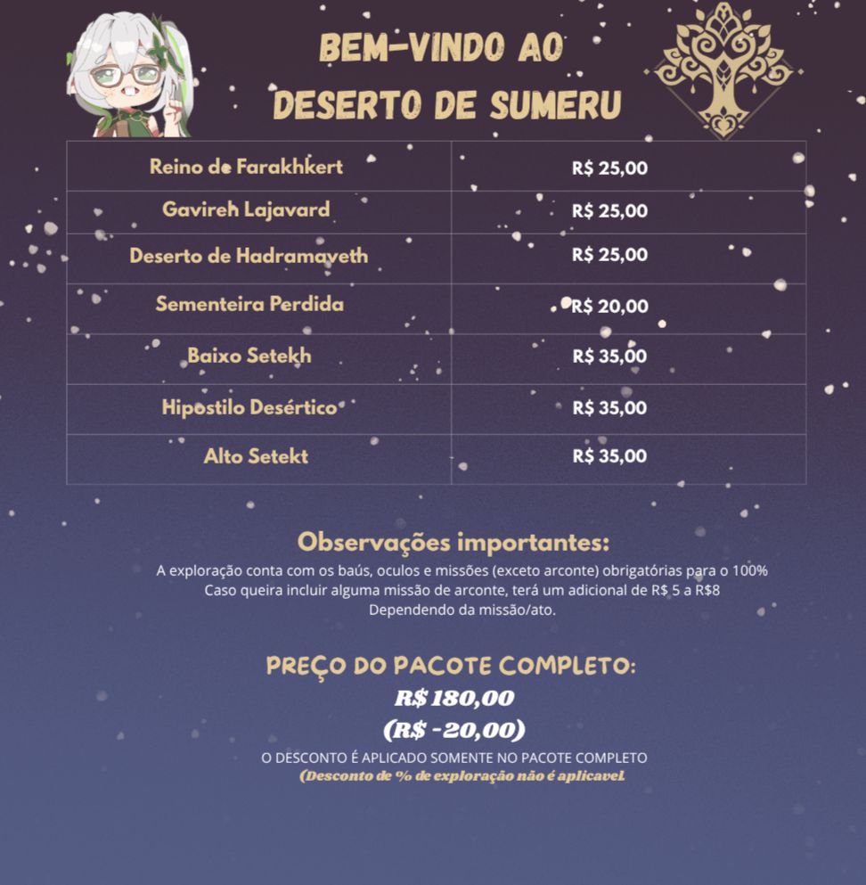 (Serviços Genshin) oculos | baús | exploração | farm