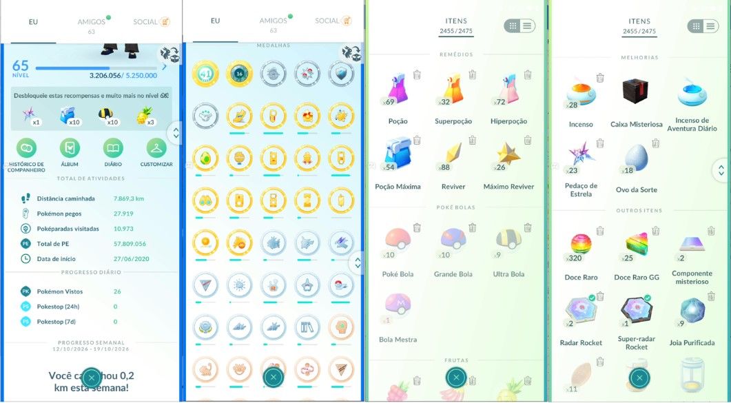 CONTA POKEMON GO LEVEL 65 | 190 LENDARIO | 158 BRILHANTE | ZACIAN E MEWTWO IV100