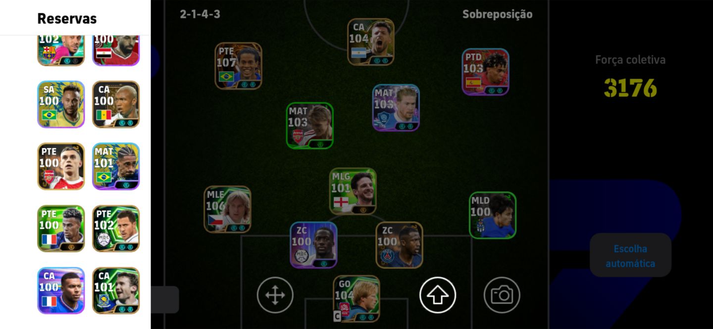 Conta com 3176 de força, R10 Big time e diversos outros jogadores