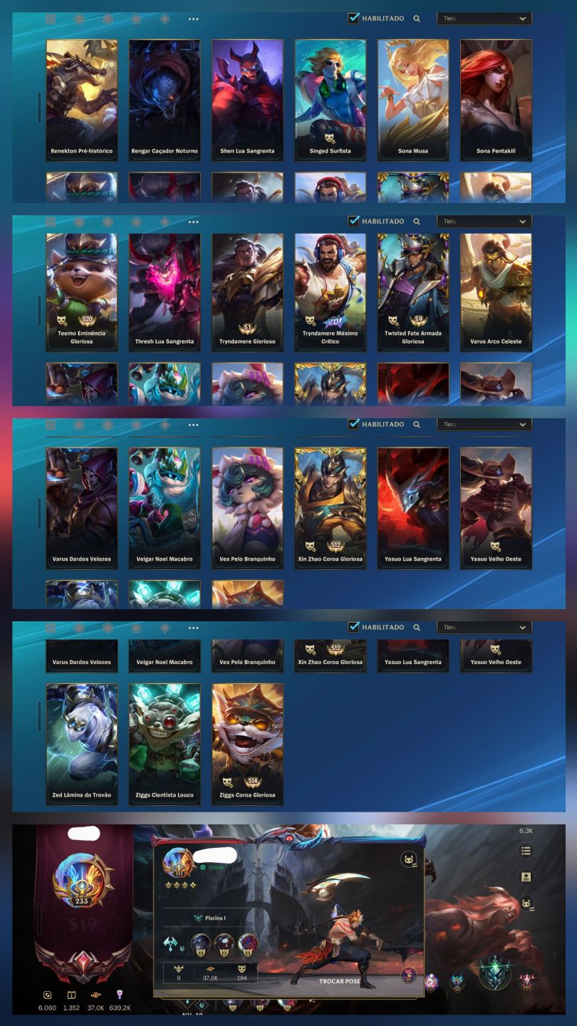 CONTA WILD RIFT | 194 SKINS | 3 MÍTICAS + 20 LENDÁRIAS | INVESTIMENTO R$ 5K