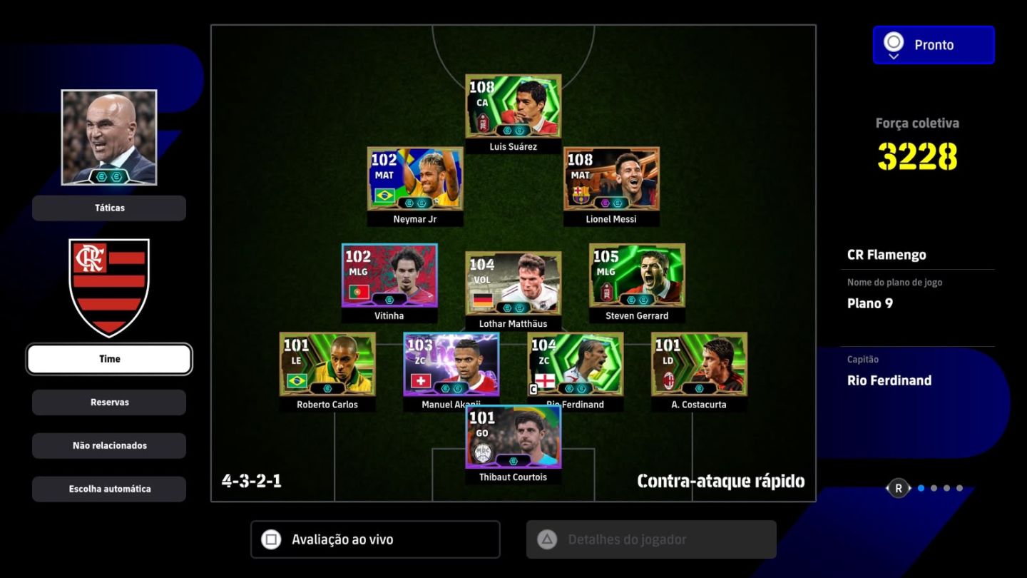 CONTA EFOOTBALL(PSN) COM MESSI BIG TIME BLIZ 108 LUIS SUARES 108 E COMPANIA