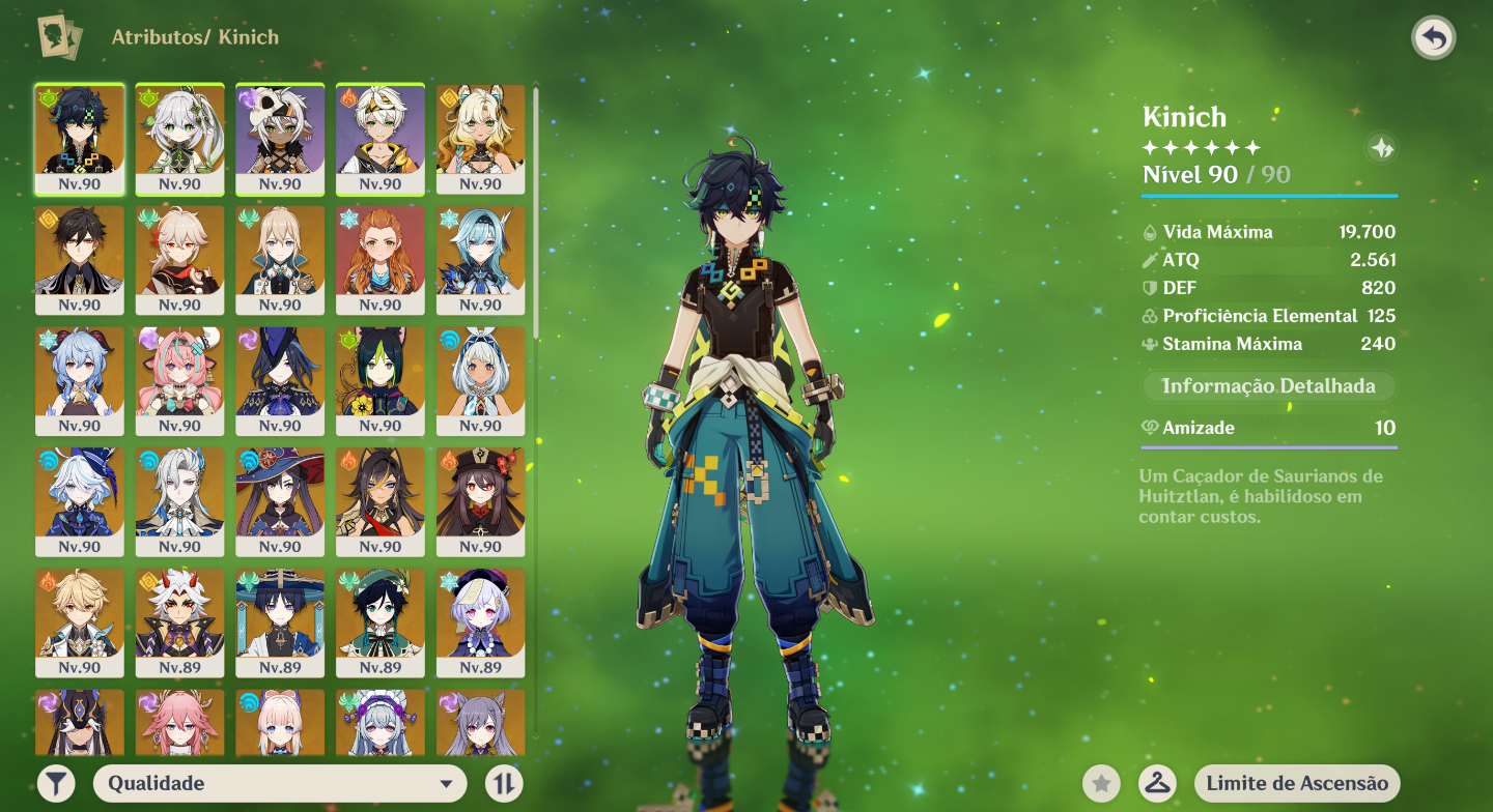 |Genshin AR60| 21K Gemas + 57 Personagens 5 + 16 Armas 5 Kinich top 2% Ganyu 3%