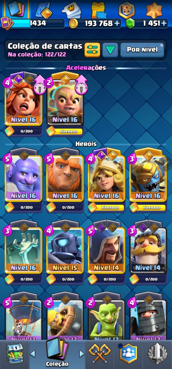 CONTA CLASH ROYALE | 12.2K TROFÉUS (ARENA 29) | 122/122 CARTAS (100%) | NÍVEL 16
