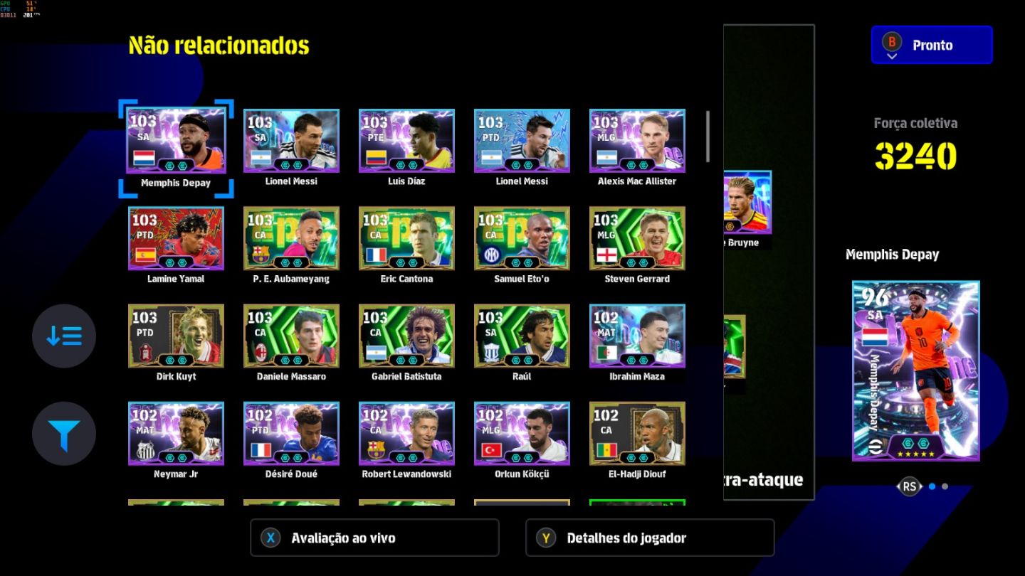 Conta PC Steam Samuel Eto'o 107, Kaka 106, De Bruine 105 e CIA