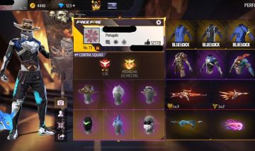 Conta Free Fire Rara Gemada com Steampunk, Angelical, Punho, Bandeirao, Barbinha