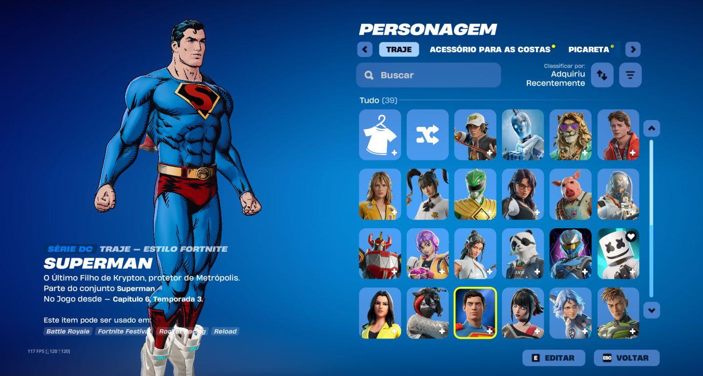 CONTA FORTNITE COM MARSHMELLO, ROBIN, SUPERMAN, MANDARINA + ESTILOS FULL E MAIS