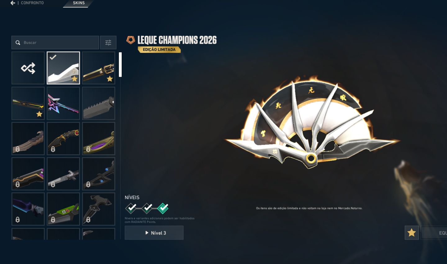 CONTA COM 3 PACOTE CHAMPIONS (24,25,26)