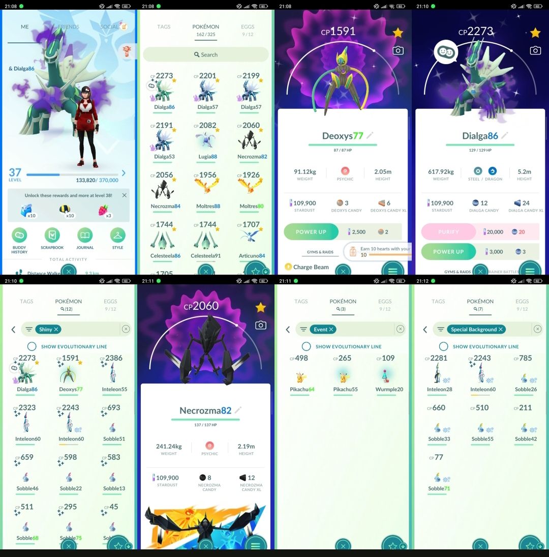 Pokémon GO LVL 37 | Dialga shiny + 2 Necrozma + 2 Moltres + Deoxys shiny T344