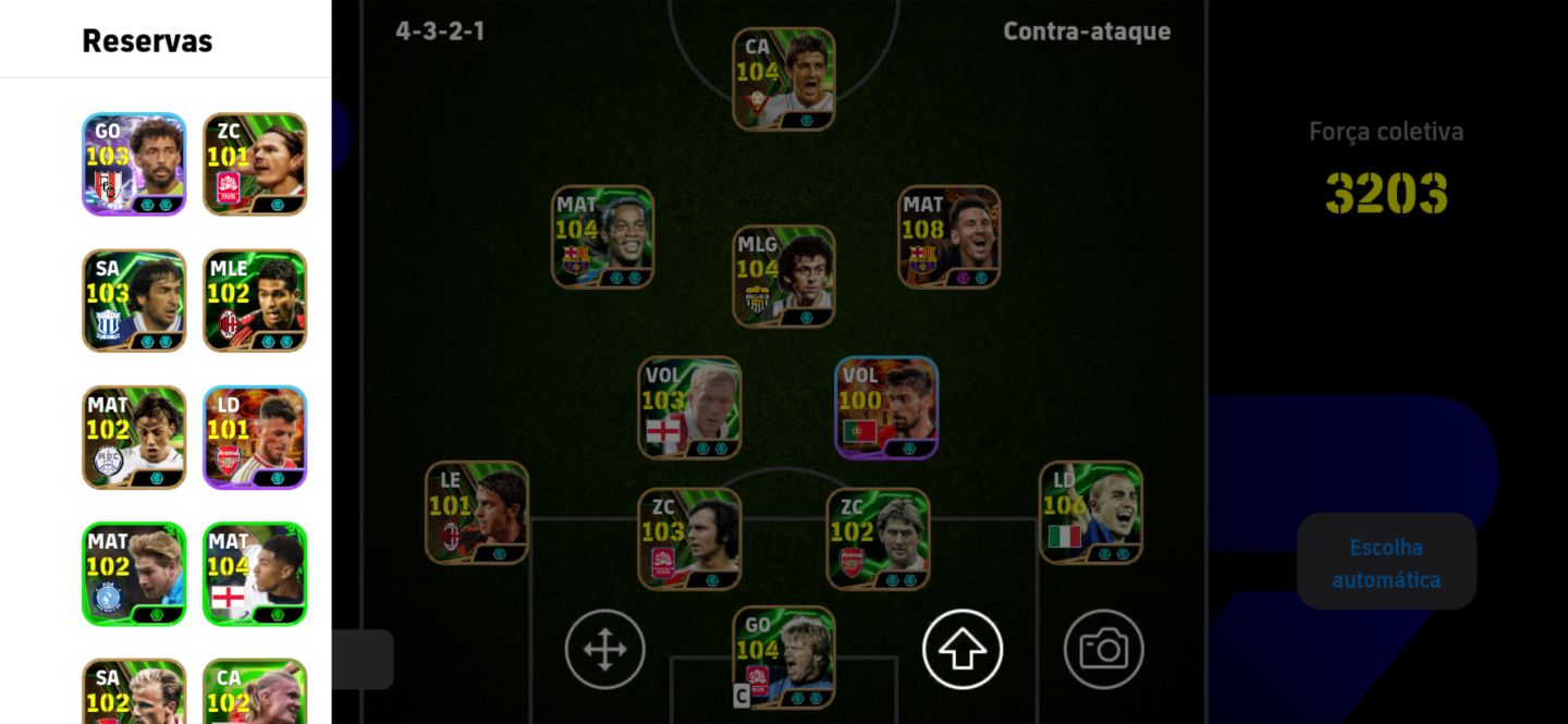 [iOS] EFOOTBALL 3203+ FORÇA COLETIVA |MESSI108|BRUXO104|KAHN 104|KONAMI ID LIVRE