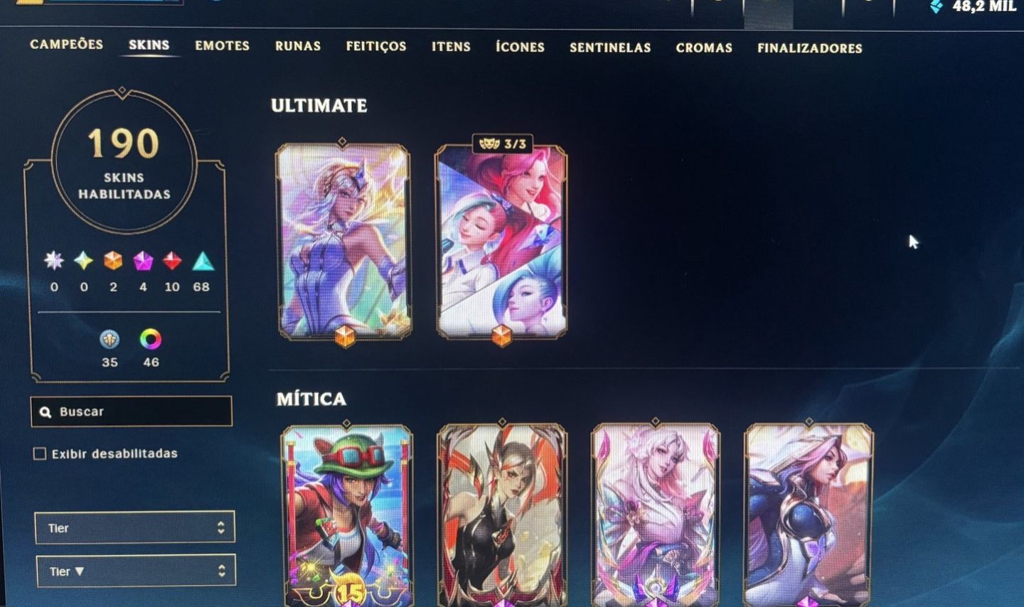 LOL 190 SKINS | 2 ULTIMATE + 4 MÍTICAS | D4 | CONTA 14 ANOS | ÚNICO DONO