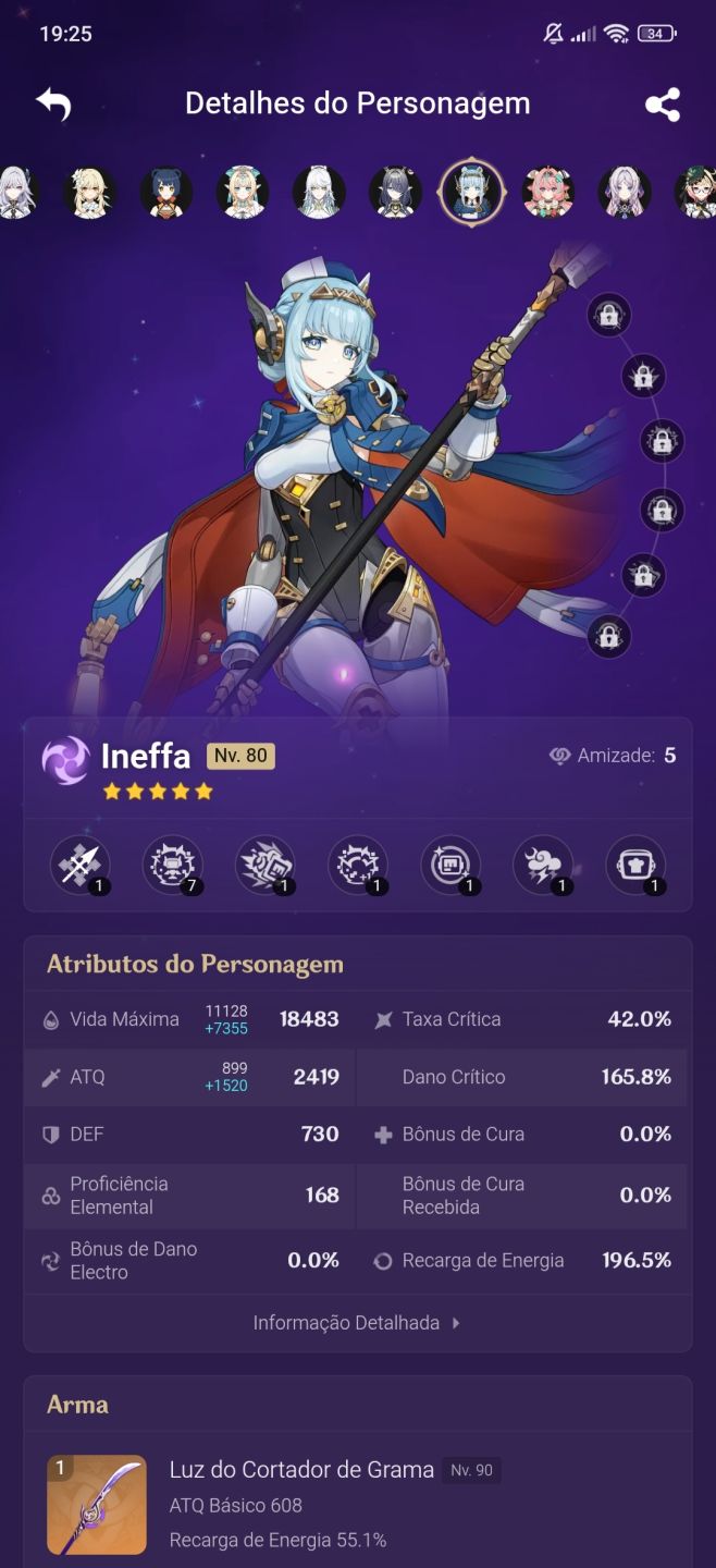 CONTA GENSHIN IMPACT - AR59 COM 19 T5 + 11 ARMAS 5 ESTRELAS