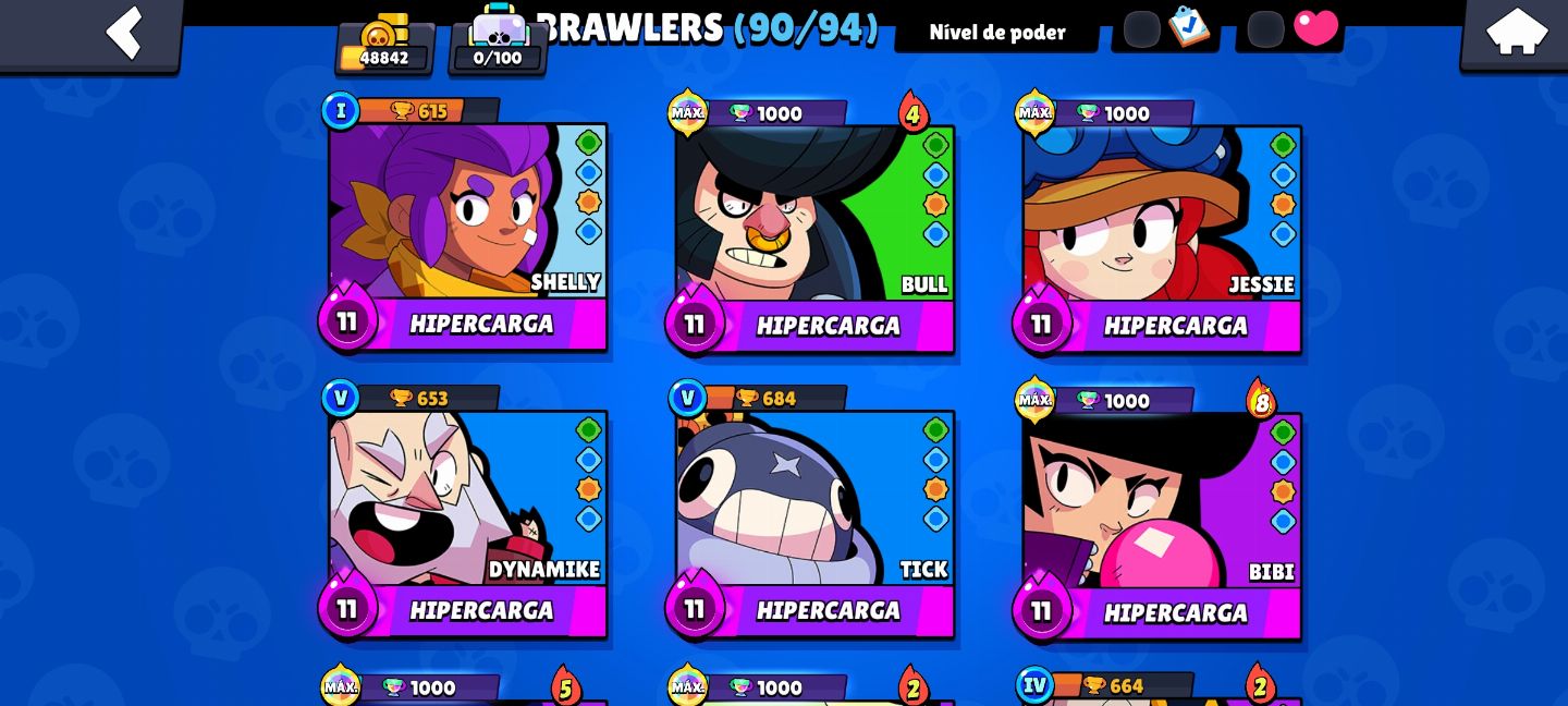 BRAWLS STARS CONTA GEMADA |CHESTER DOURADO|48K DE TROFEUS|PASSE DO FANG