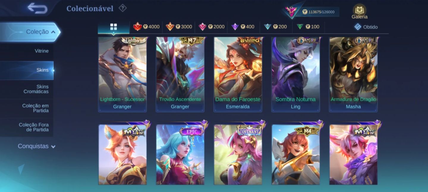Conta Antiga Lvl 129, Full Herois, Full Emblemas, Muitas Skins e Colecionaveis!!