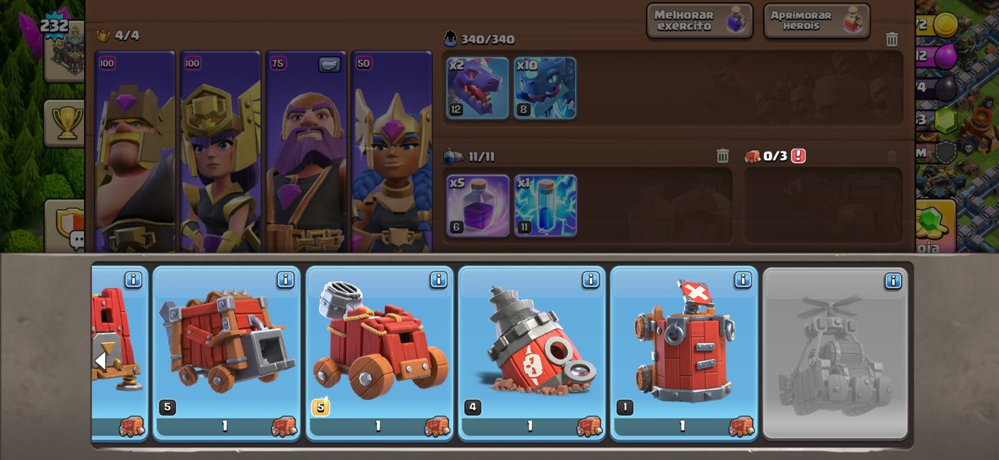 Clash of Clans CV17 | Nível 232 | 6 Construtores | 1.383 Gemas