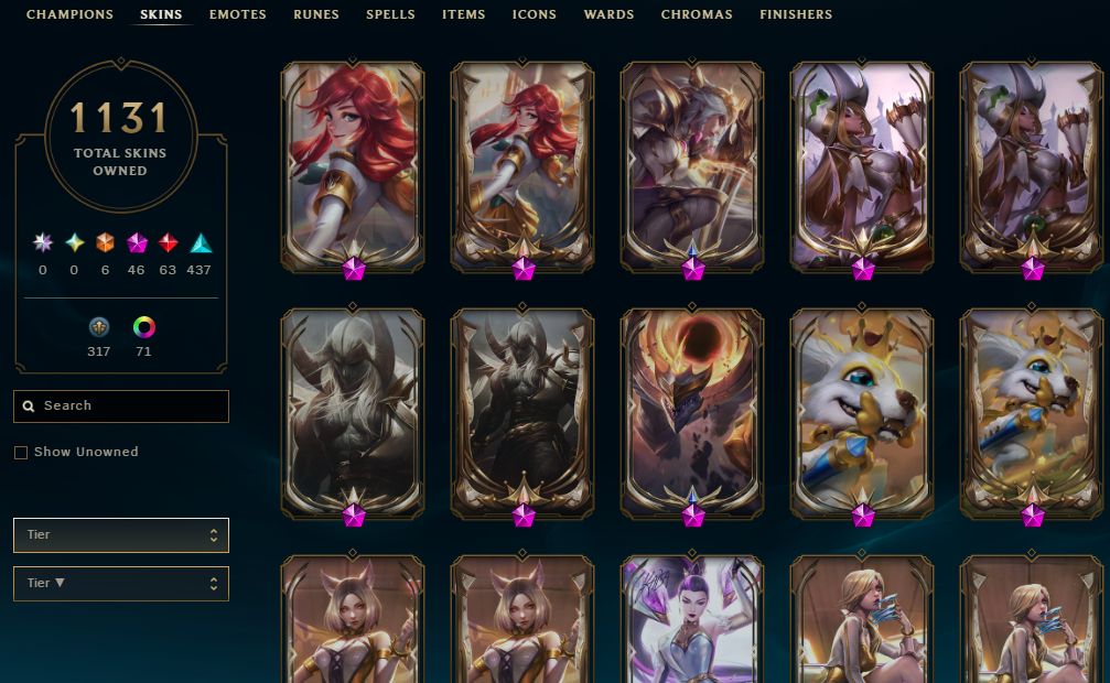 1131 SKINS, 71 CHROMAS - CONTA DE LEAGUE OF LEGENDS