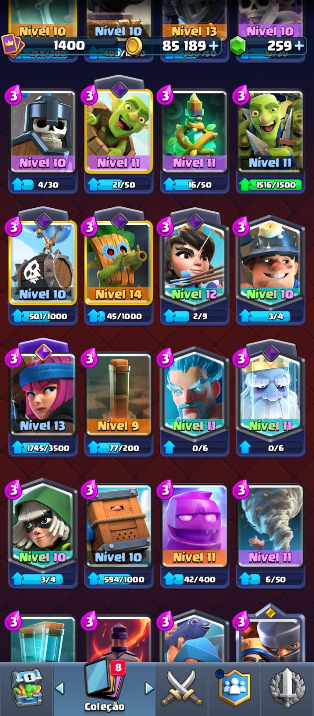 Conta de Clash Full cartas