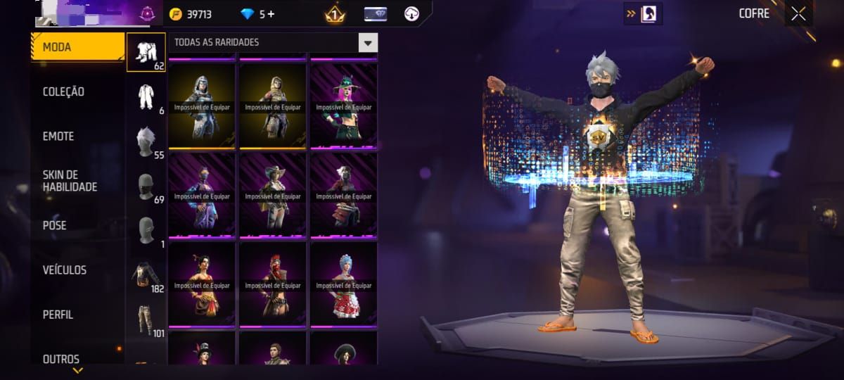 Vende-se conta de Free fire criada em 2018
