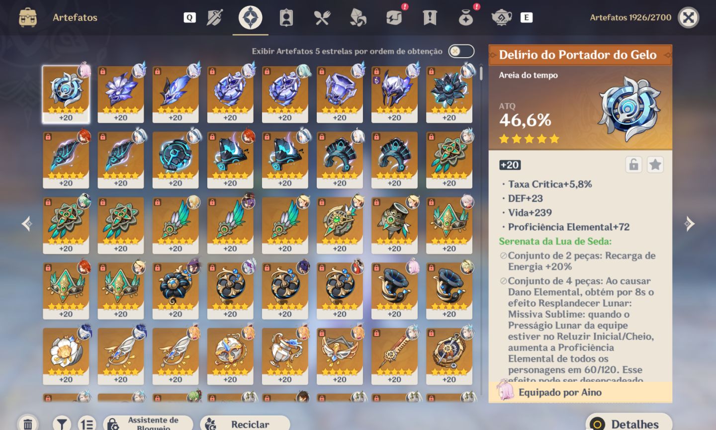 Genshin Impact AR59 | Skirk + BIS | Vários 5 | Muitas Armas 5
