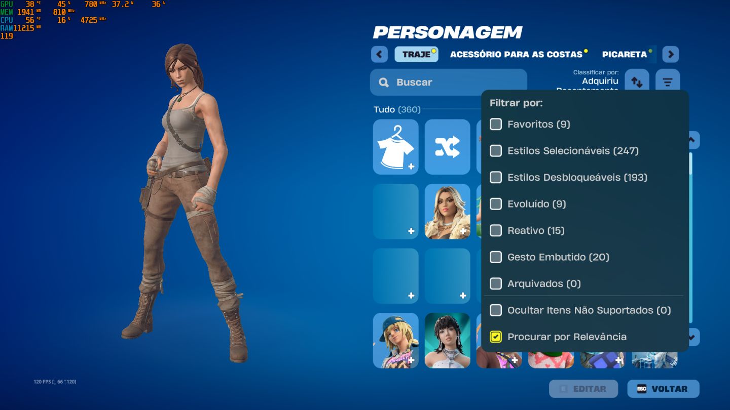 CONTA FORTINITE SKINS LARA CROFT + MACHADO LEVIATAN - salve mundo fundador