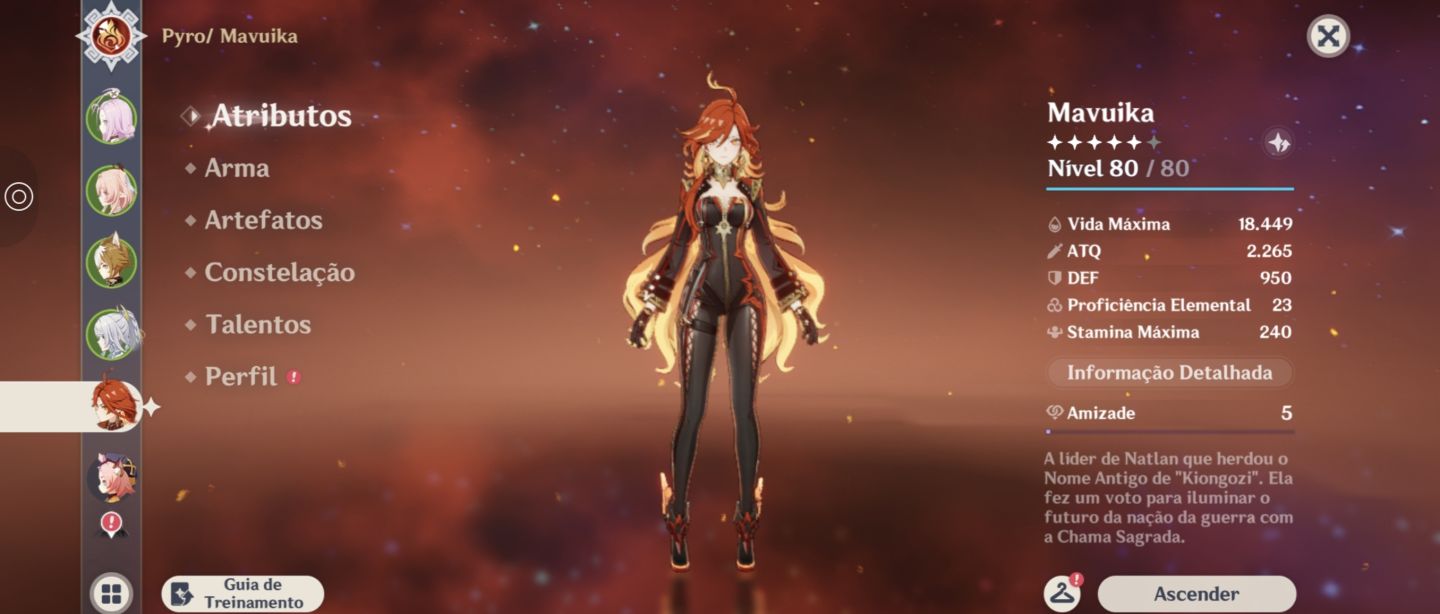 Conta do genshin impact com Mavuika, Zibai, Linnea e outros T5 Rank 49
