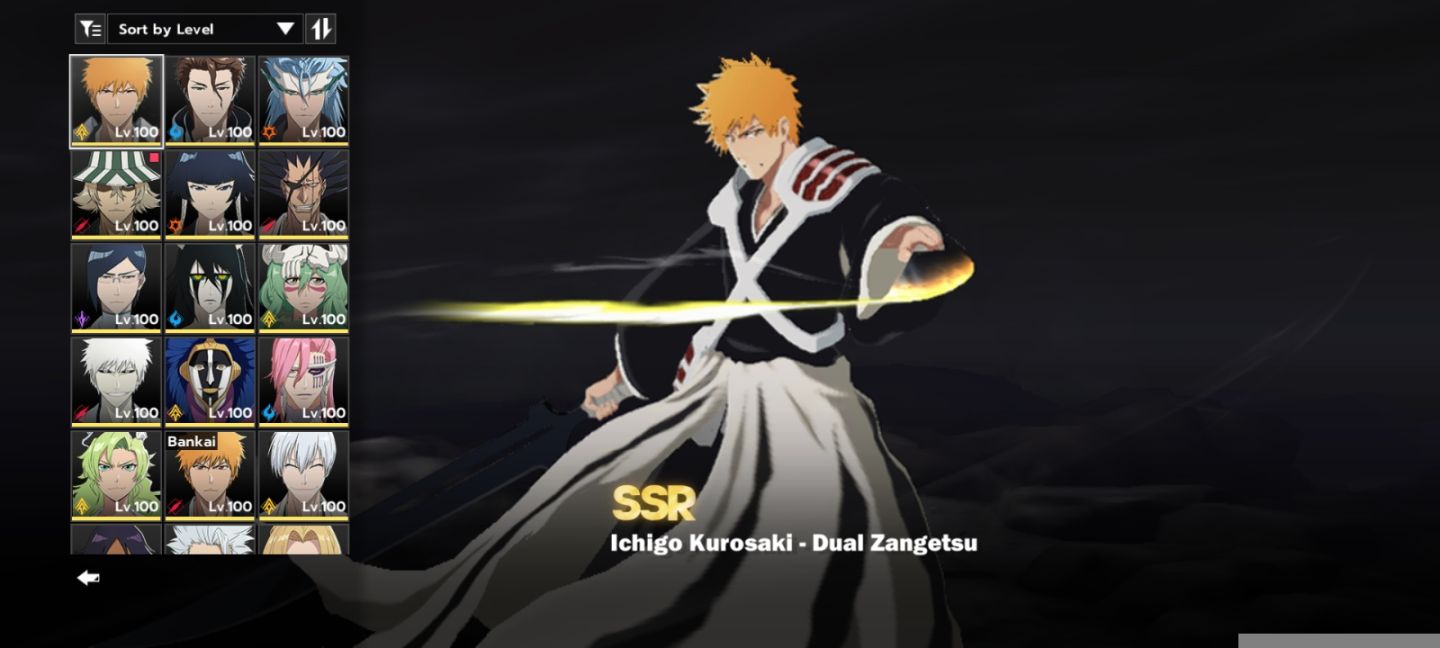Conta lvl 80 com ichigo true shikai B6, possui todos os personagens menos Bambi
