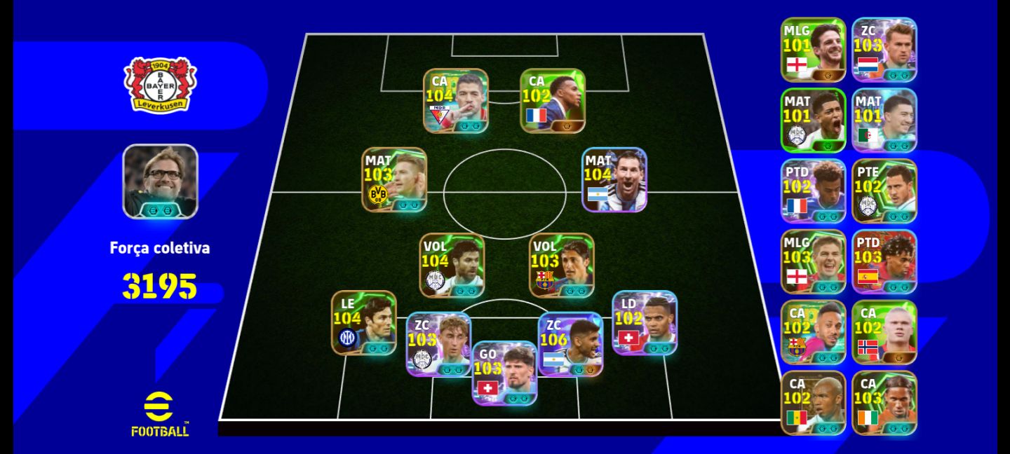 Conta Efootball! Suárez 105 + M Reus + Romero 106 + Zanetti + Edmilson + Klopp