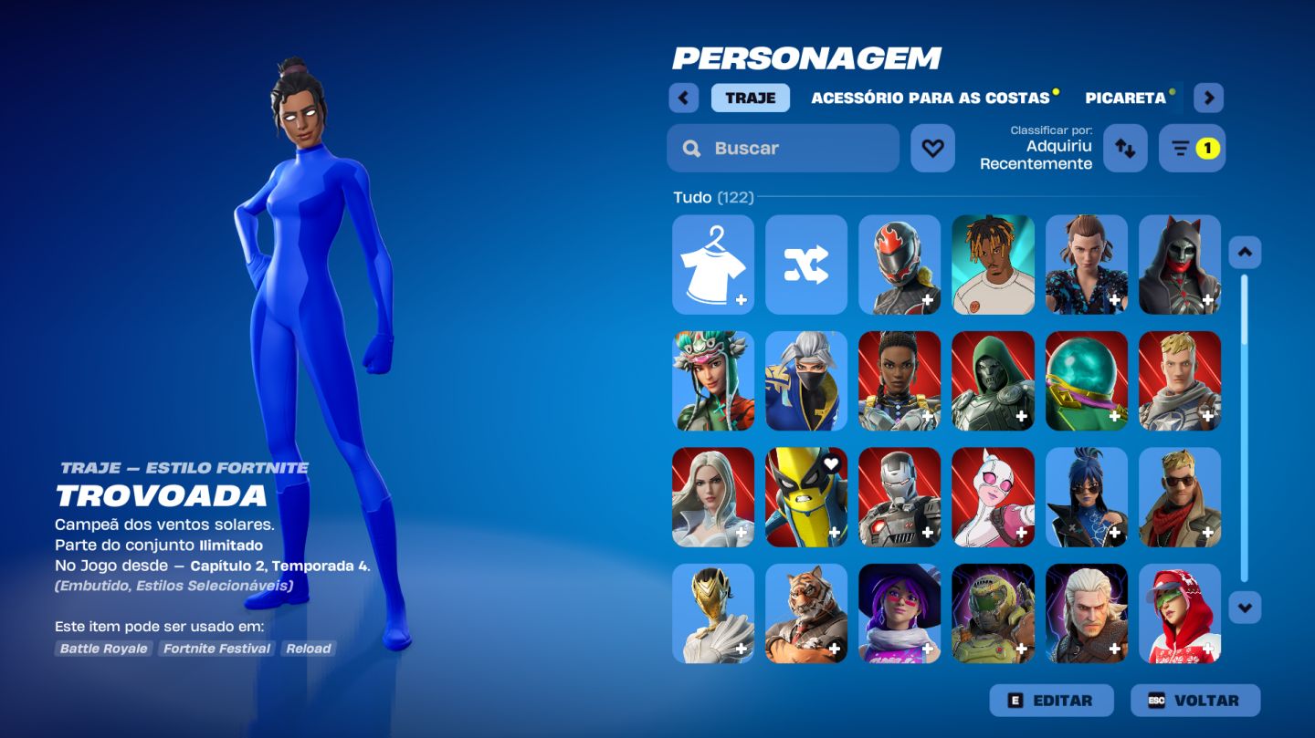 CONTA DE FORTNITE COM 122 SKINS E PICARETA MACHADO DOCE / CONTA MUITO BOA!!!