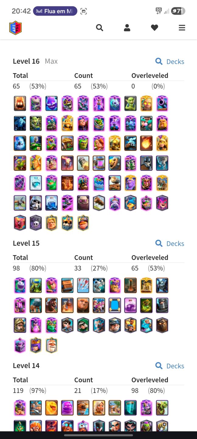 Conta Clash Royale Nível 81 (Rei 16) | 65 Cartas MÁX| 38 Evos | 8 H | 164 Emotes