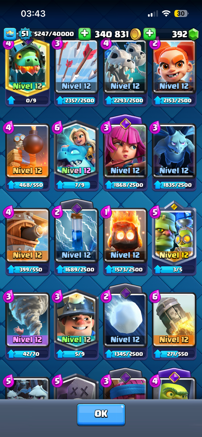 Conta Clash Royale com 10k de troféus, emotes, 1k gasto na conta