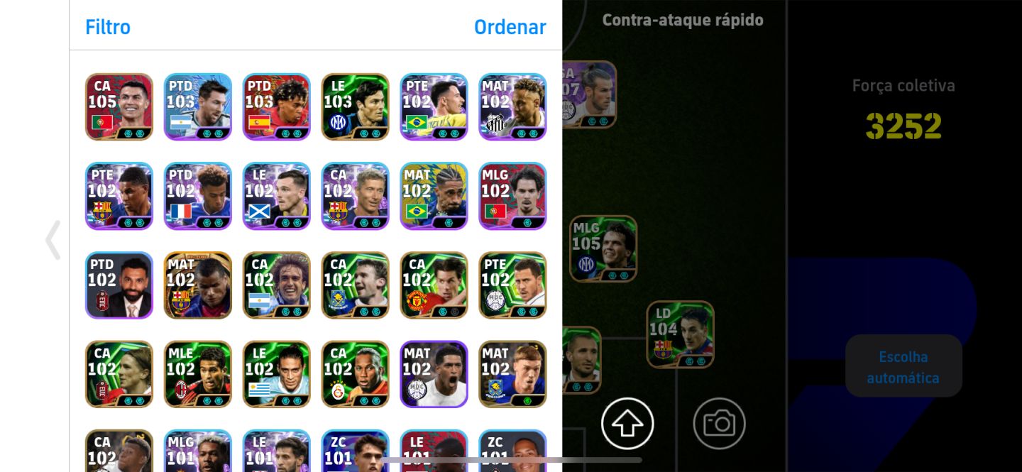 CONTA DE EFOOTBALL COM CR7 108 BALE 107 NEYMAR 106