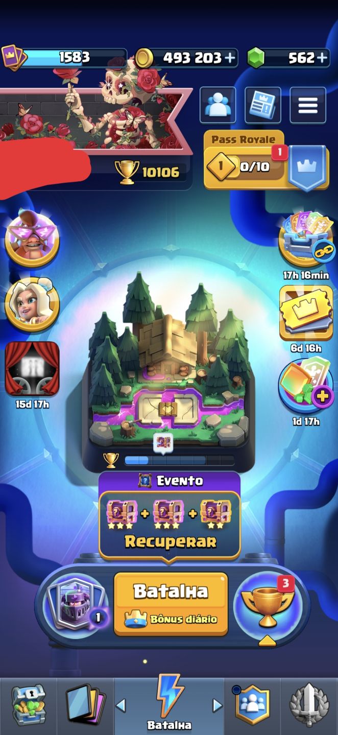 CONTA CLASH ROYALE TOP 10.106 TROFÉUS |CARTAS NÍVEL 15|493K DE OURO + 562 GEMAS