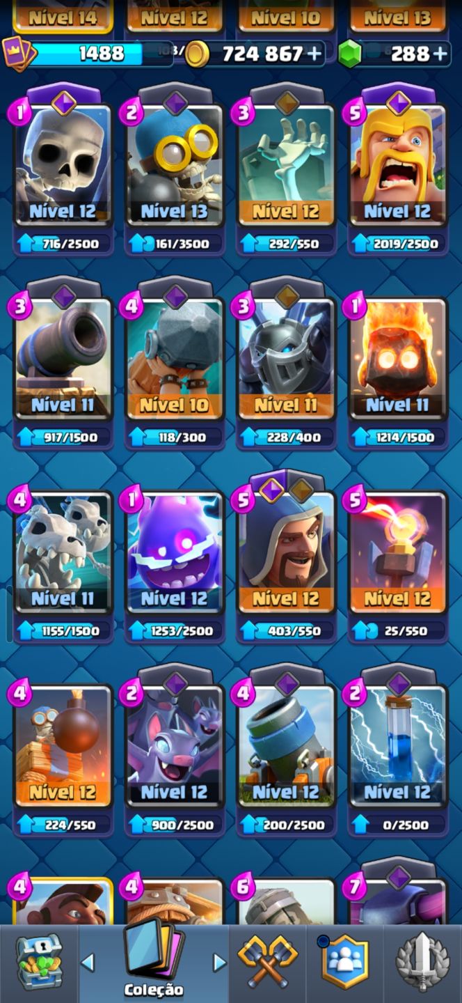 CONTA CLASH ROYALE | ARENA 25 | 724K OURO | BRUXA NÍVEL 16 | VÁRIAS EVOLUÇÕES