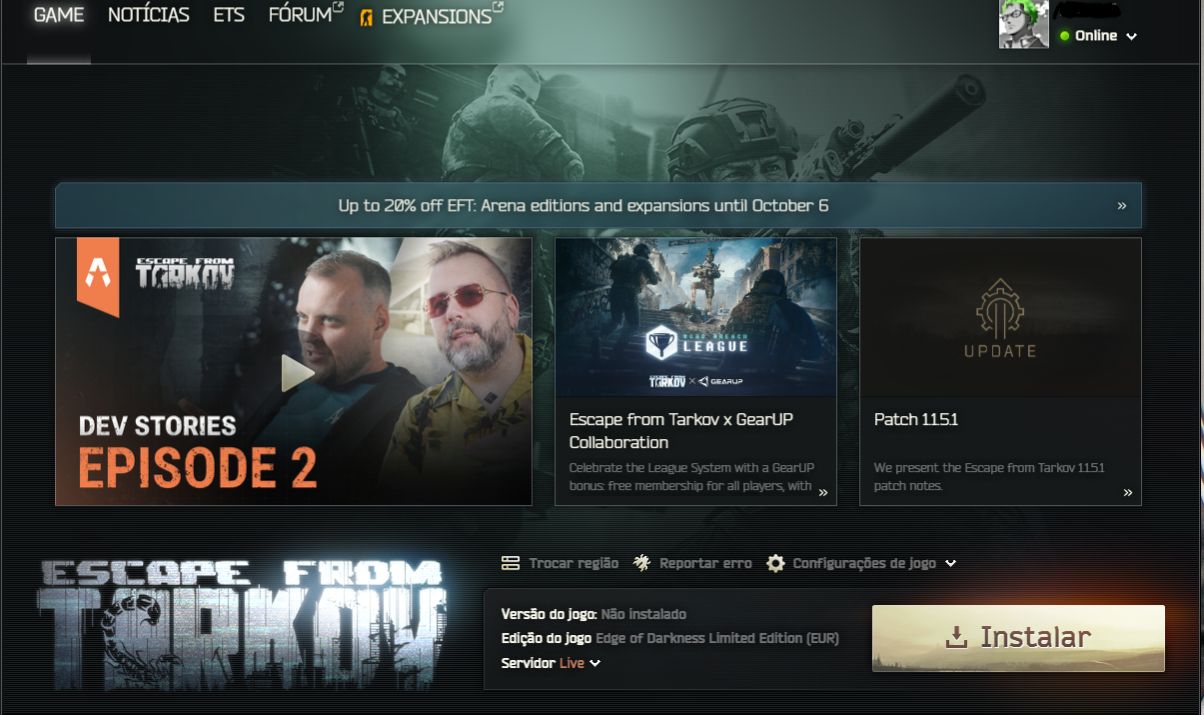 [EU GLOBAL] Escape From Tarkov Edge of Darkness - Transferência do email e senha