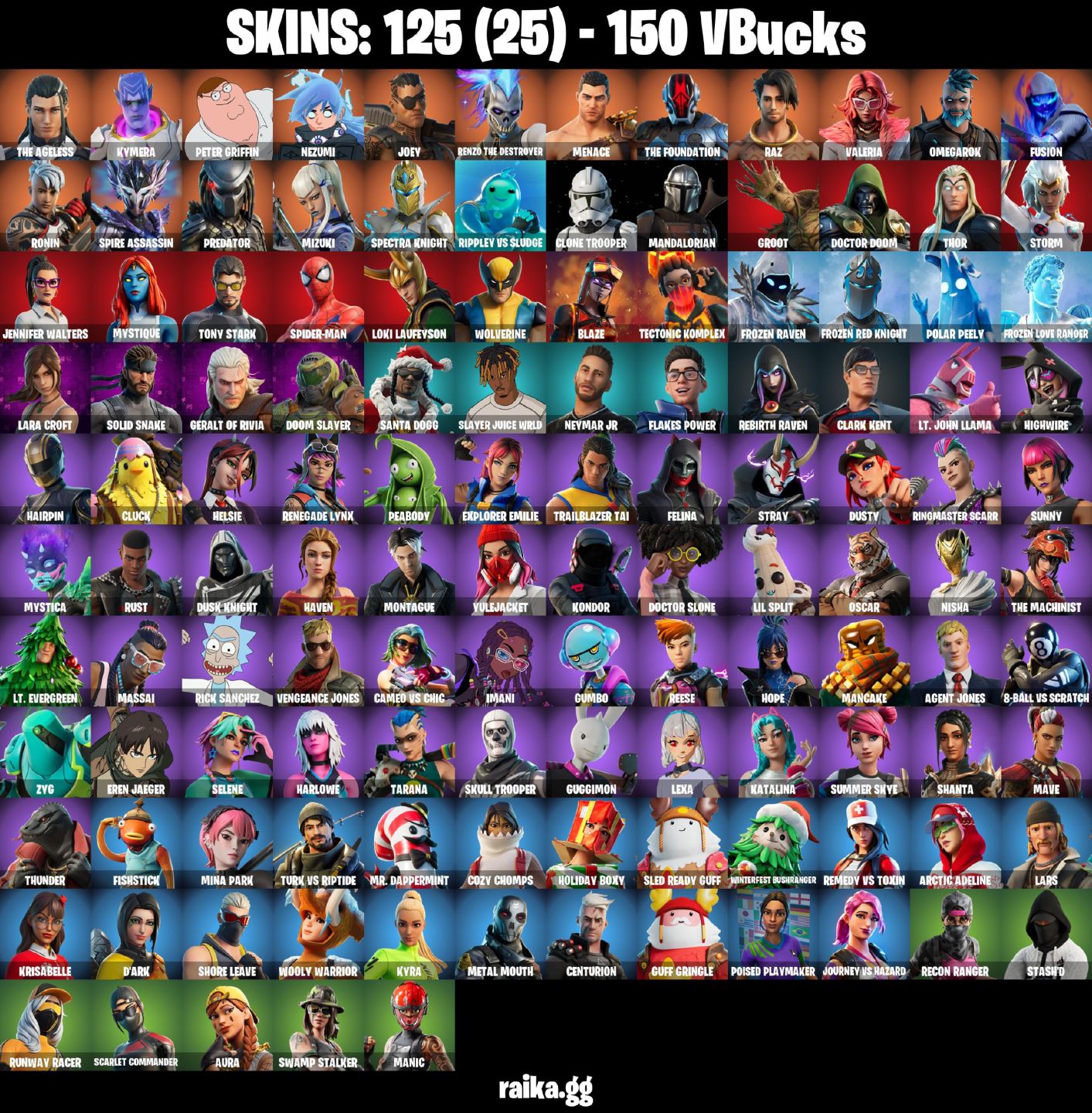 125 Skins - Lara croft, Clark kent, Tony stark, Blaze (E-mail alterável)