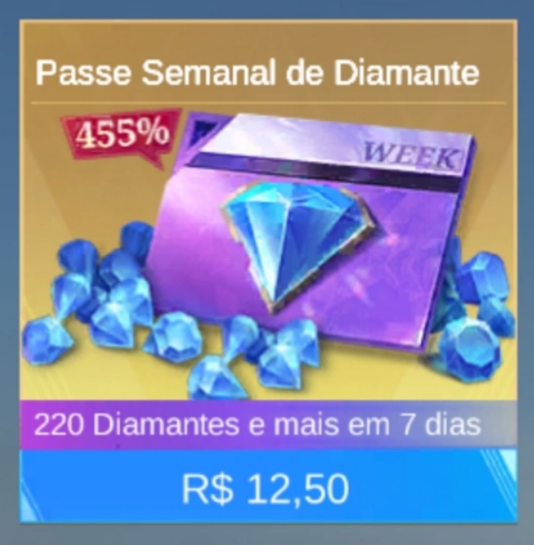 Pacote semanal diamantes mais barato - Mobile Legends: Bang Bang(SERVIDOR BR)