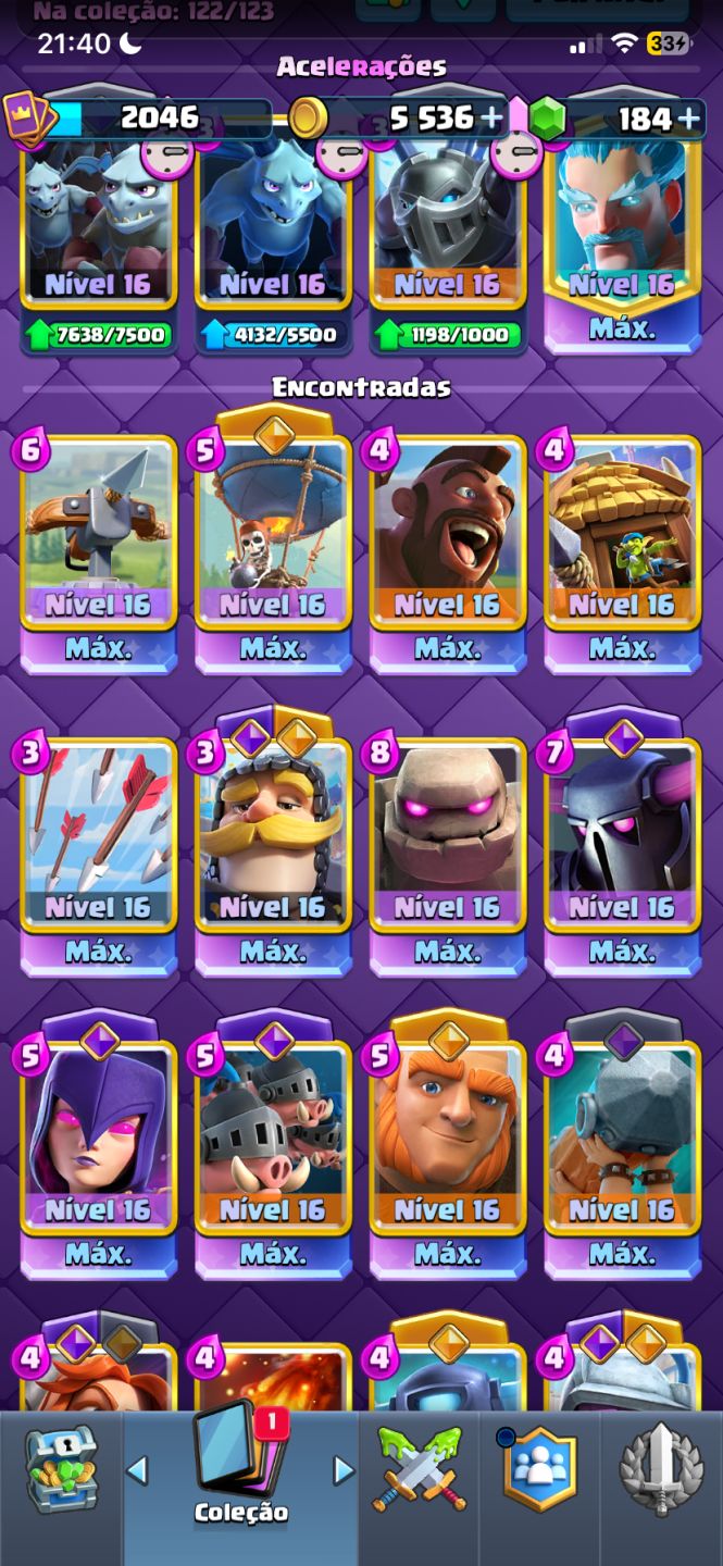 CONTA DE CLASH ROYALE MUITO FULL