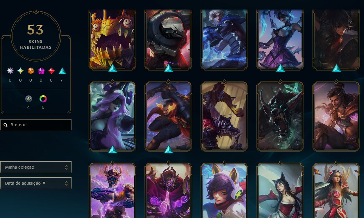 Conta mestre (650 PDL, 13 skins) - MMR bom