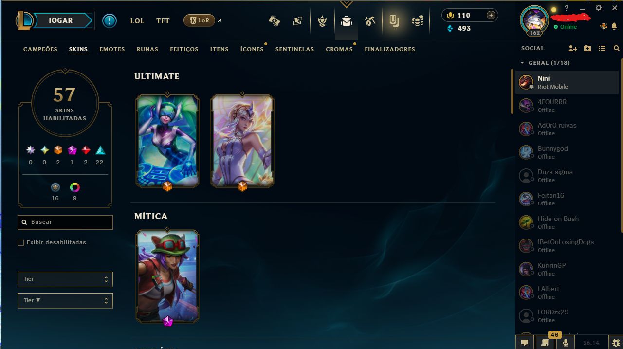 Conta league of legends LV 161 - prata 3 soloQ - ouro flex