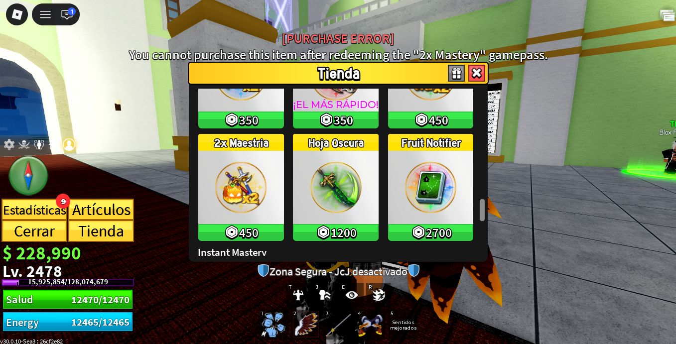 CONTA BLOX FRUITS | LVL 2478 | 2X MASTERY | FULL ACESSO