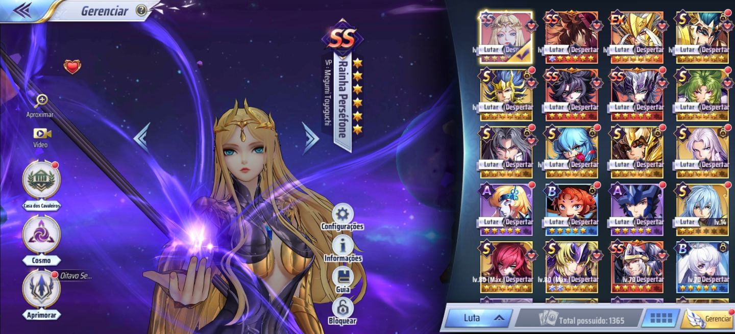 Conta saint Seya Awakening, servidor A141