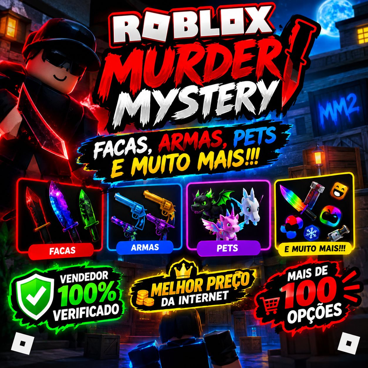 MURDER MYSTERY 2 - FACAS,PETS,ITENS, ACESSÓRIOS E ETC!!!
