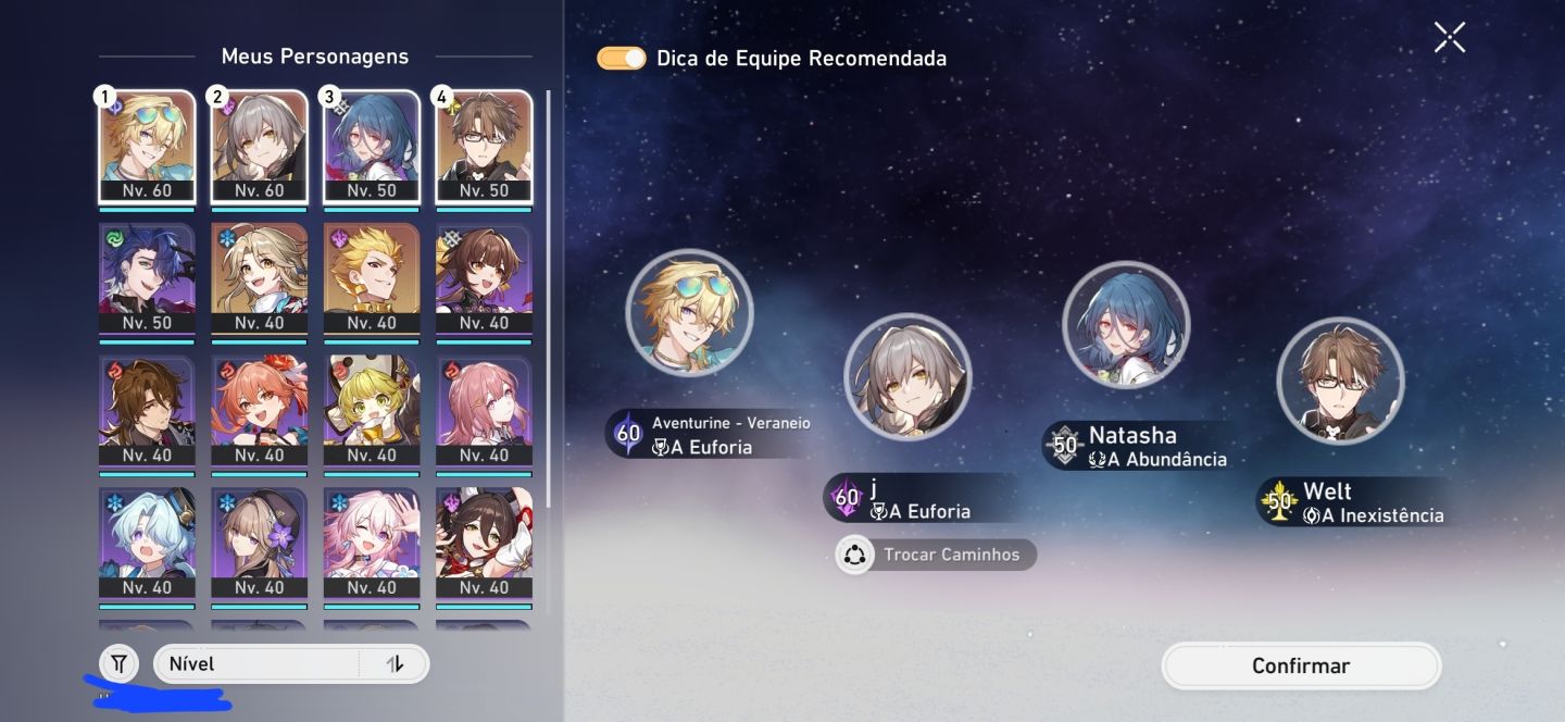 Reroll ar 40 Aventurine + Cone + Welt + Cone Inicio de Luofu poucos dias pity 40