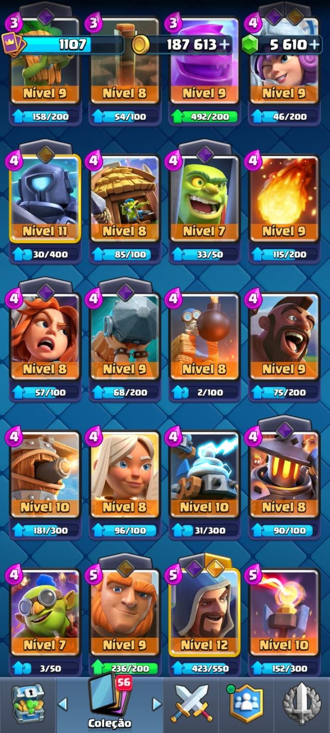 Promoção! Clash Royale Torre Rei Nv12 Arena 19 + 5610 Gemas + Cartas Evoluidas