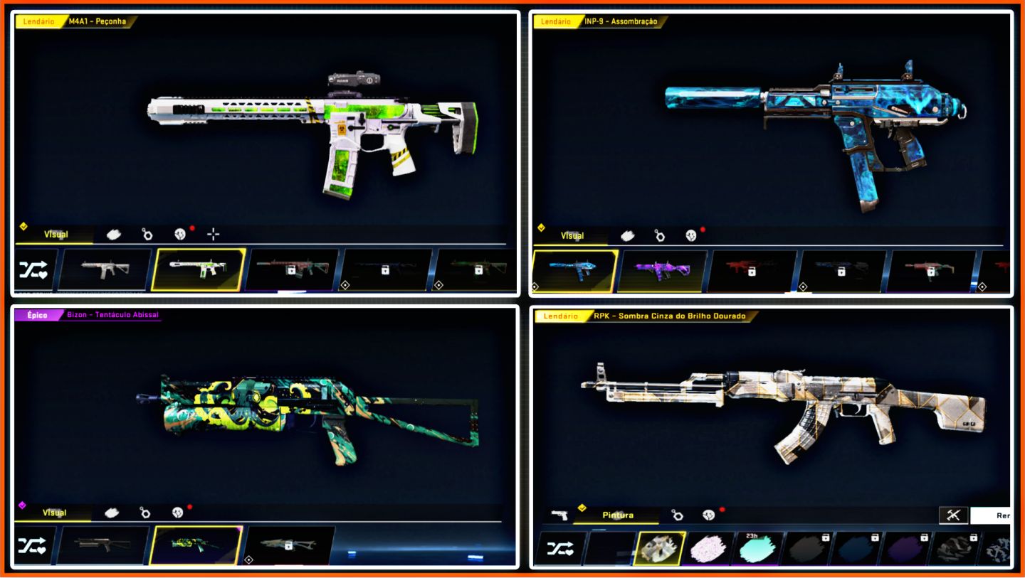 Conta Blood, Bastão, Chinelo, Skins de armas Eterna e Ultra, Skins de Strikers +