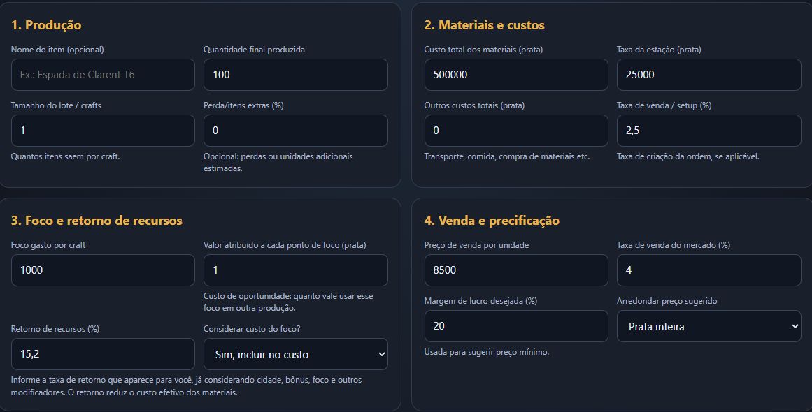 Planilha Albion Online | Lucro Automático ATT 26/10