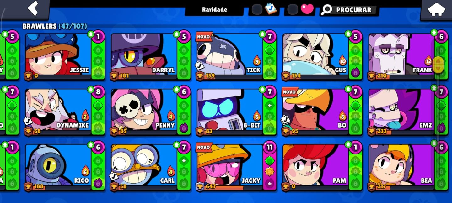 Conta Brawl Stars 8.000 Troféus + 47 Personagens e Muito Mais!