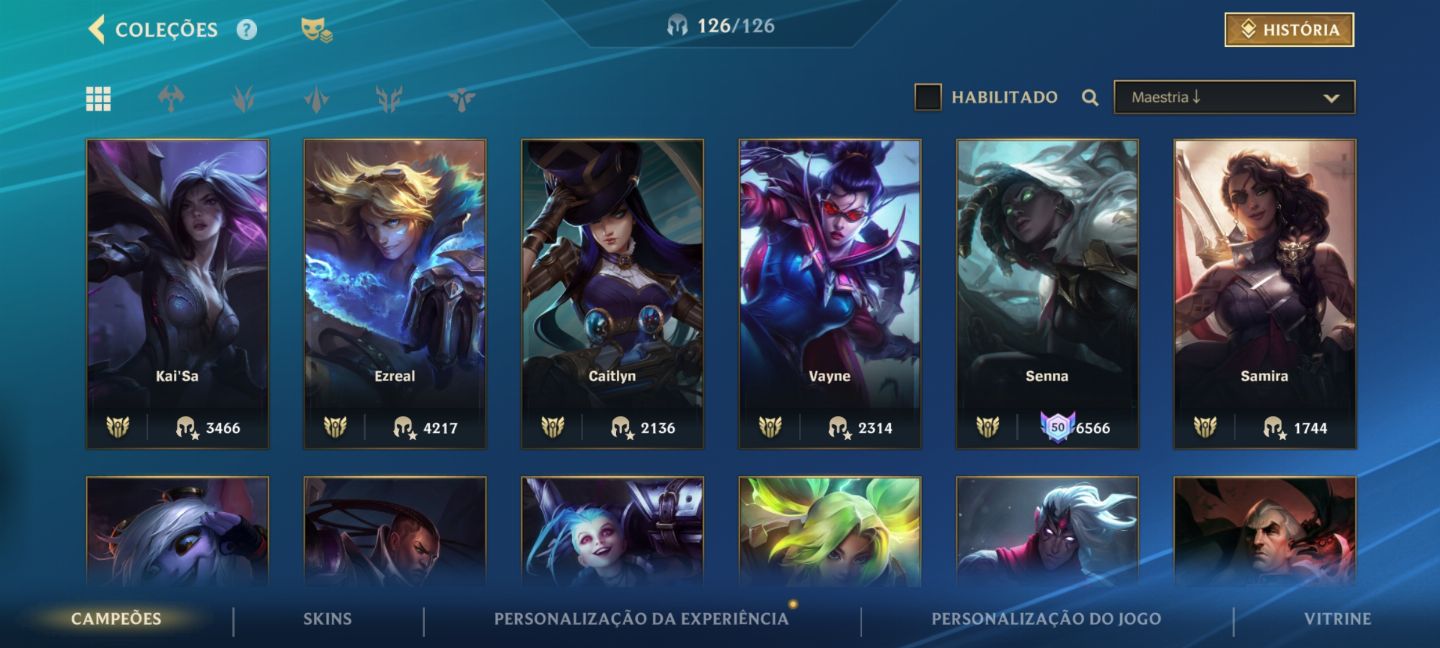Conta main ADC com mais de 11k em skins